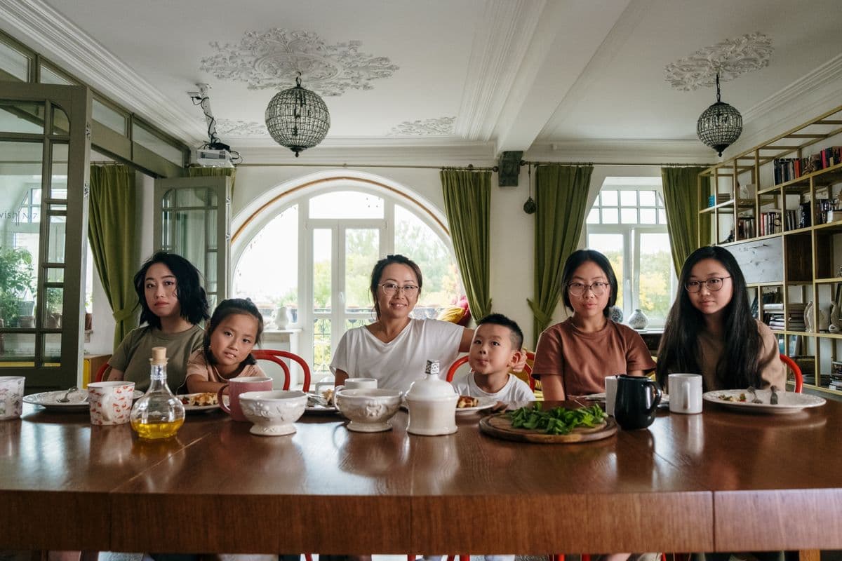 A family eating dinner together at home