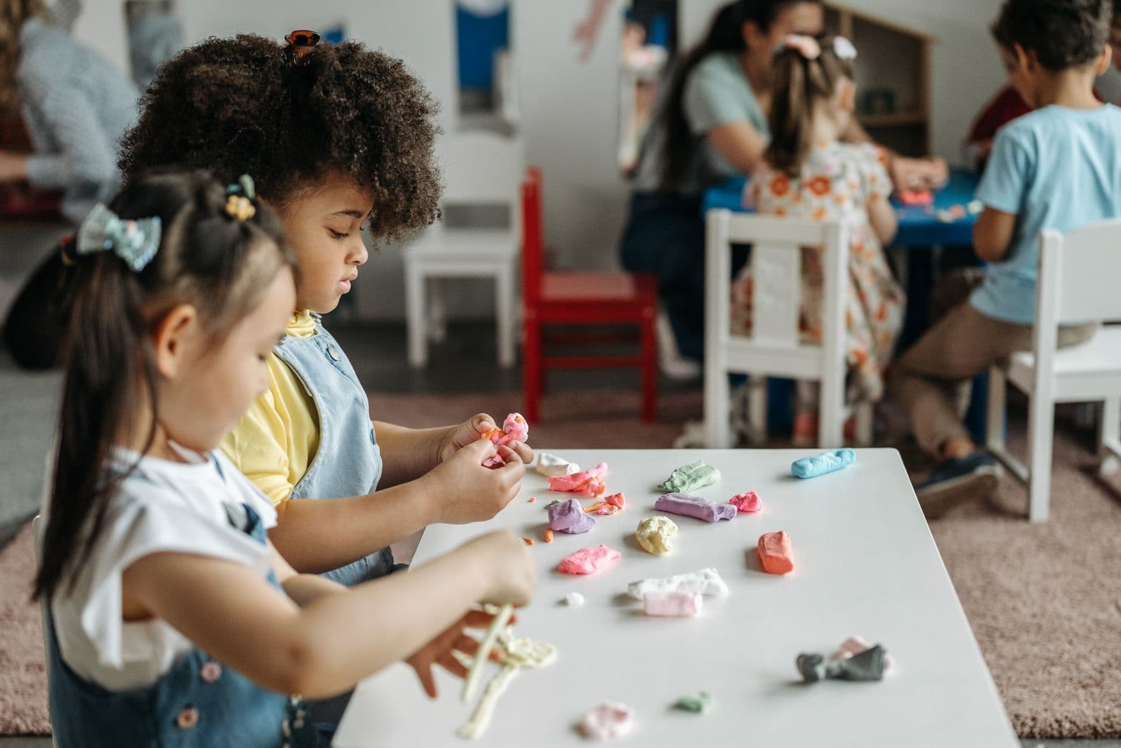 Young children at a preschool table